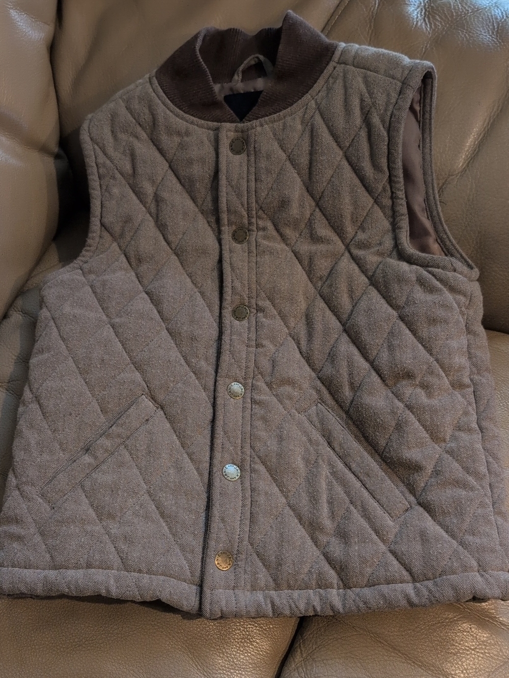 Janie and Jack Quilted Brown Kid's Vest Size 5 To 6
